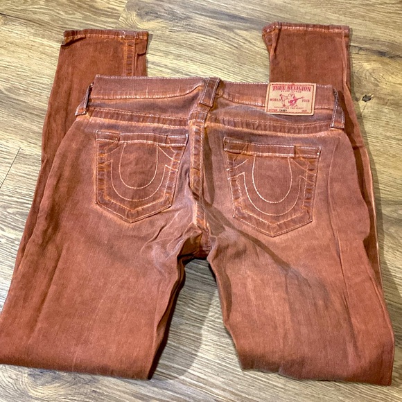 True Religion “Casey” burnt orange skinny jeans jeggings size 28 - Picture 3 of 5